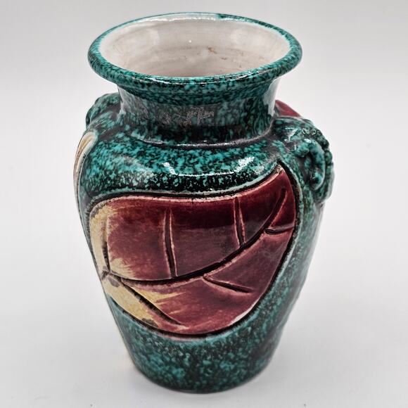 VTG Fratcelli Fanciullacci Italian Majolica Pottery Floral Vase-Brutalist Art - Picture 10 of 10